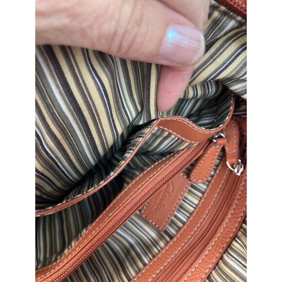 Clarks Pebbled Leather Purse Rust Orange Medium Boho Travel Satchel Double Strap - Picture 12 of 13
